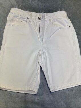 Vtg Levi 505 White Denim Shorts Mens 32 inseam 9 Cotton Casual 90s Made in USA